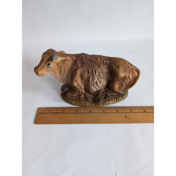 Cow Christmas Nativity Paper Mache Figurine Statue 7 3/4" Large Italy Vtg READ - Picture 2 of 6